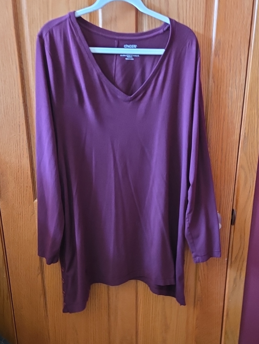 Chico's Plum V-Neck Long Sleeve Tunic